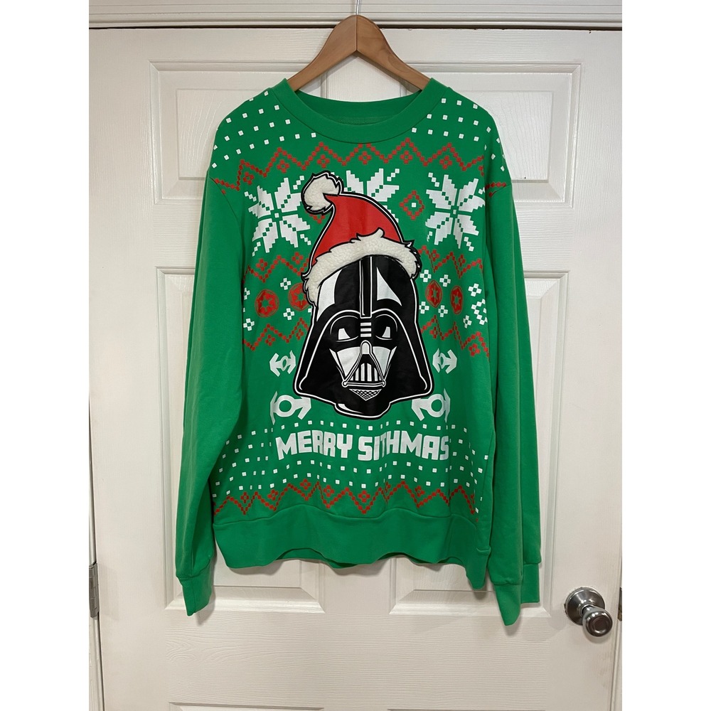 Star Wars Merry‎ Sithmas Darth Vader Ugly Christmas Sweater Knit Green Mens XL
